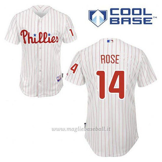Maglia Baseball Uomo Philadelphia Phillies Pete Rose 14 Bianco 1ªCool Base